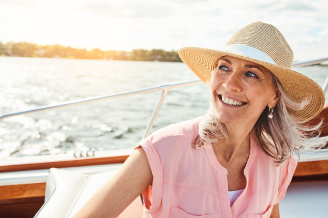 Woman smiling on a boat