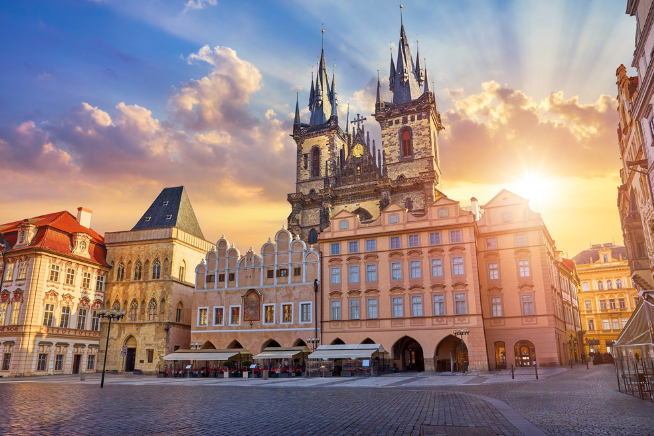 Prague Czech Republic Panoramic Sunset View
