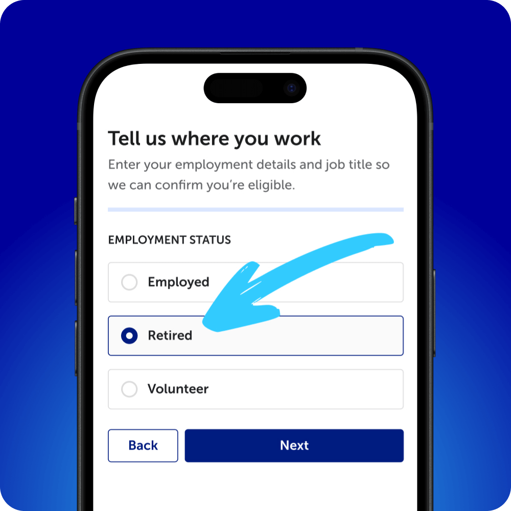 Image showing how to select the Retired option from the list